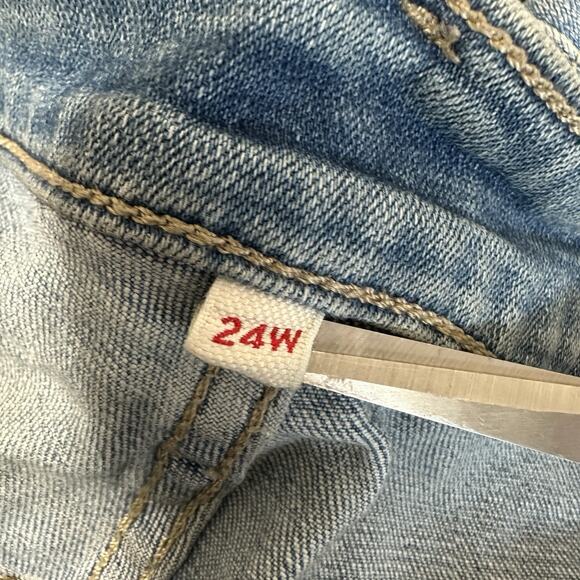 Levis Jeans Womens 24W Classic Straight High Rise Light Wash Stretch Crop Ankle - Picture 8 of 12